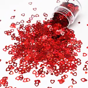 Holographic PET Hollow Heart Shape Sequins Love Heart Shape Glitter for tumbler resin Craft glitter supplier