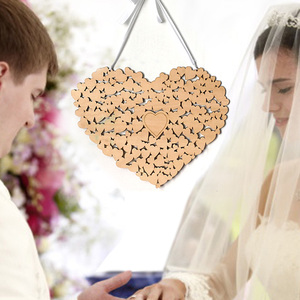 Libro de invitados de boda con forma de corazón, decoración con marco aternativo, libro rústico de madera dulce, suministros de boda para invitados - Product Image 2