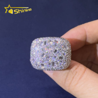 Nouvelle Collection 2026 – Bague Homme Carrée en Argent Massif S925, Style Hip-Hop Luxe, Sertie de Moissanite Fantaisie, Idéale comme Cadeau