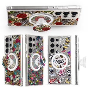 Conception personnalisée 2 en 1 Support de téléphone magnétique Grip Stand Cover pour Samsung S25 Ultra S24 S23 Clair Transparent Impression Téléphone Cas - Product Image 3