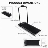 Caminadora Plegable que Ahorra Espacio con Barandilla, Capacidad de Carga de 120 kg, Inclinación Manual, Plataforma para Caminar en Casa u Oficina, para Entrenamiento Cardiovascular