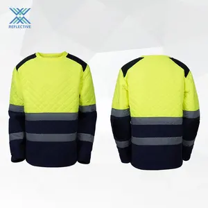 LX低MOQ黄色の安全シャツ長袖反射ストック反射プリントTシャツロゴ付き