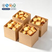 Boîtes d'échantillons de gâteaux en papier kraft de qualité alimentaire, contenants carrés pour pâtisserie, recyclables, impression personnalisée du logo, OEM ODM