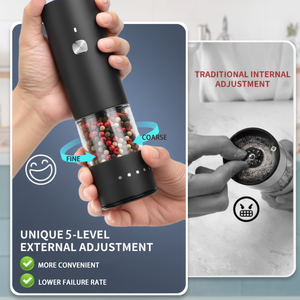 Nouvel ensemble <span class=keywords><strong>moulin</strong></span>/broyeur à sel et poivre électrique portatif en acier inoxydable, rechargeable USB-C, réglable, vente chaude - Product Image 3