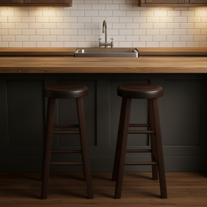 Juego de 2 Taburetes de Bar Maria, Color Espresso Nogal, Asiento Acolchado, Estilo Rústico, Muebles Comerciales - Product Image 2