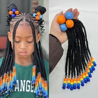 Neues Design 10 Zoll Kinder-Haarverlängerung mit Perlen und 30mm Festen Bommeln in Rot-Weiß Kinder-Haarverlängerung Box Braid Pferdeschwanz