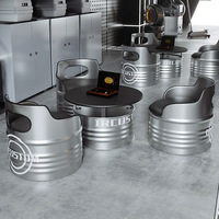 Restaurant de style industriel salle à manger baril chaises métal rond Table basse ensemble huile tambour meubles