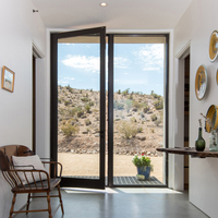 Porte de séparation en verre à cadre noir minimaliste sur mesure, porte en verre trempé du sol au plafond pour villas et projets commerciaux