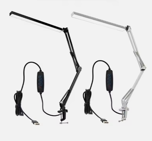Lampe de bureau moderne à bras articulé 12,5 W DC USB avec pince en alliage, éclairage LED protecteur des yeux, abat-jour <span class=keywords><strong>blanc</strong></span> pour salle de lecture, en métal - Product Image 2
