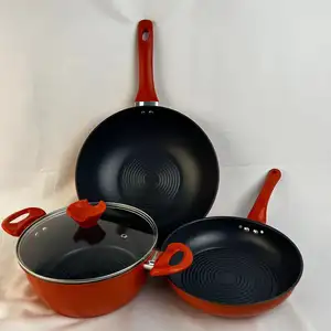 Cheap 3 Pcs Non Stick Pot Set Iron Cookware Set Cooking Pots Wok/Pan Multi Functional Cookware Set