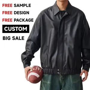 Motorcycle Letterman Varsity Jacket Baseball Pu Leather Coat OEM Custom Print Bomber Jacket For Men