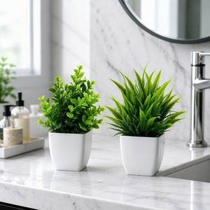 Plantes artificielles en pot, <span class=keywords><strong>fleurs</strong></span> artificielles Shimmer Star dans un pot blanc pour la décoration de la maison, <span class=keywords><strong>du</strong></span> bureau, de la table, style minimaliste - Product Image 2