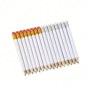 Lápices de Madera Ecológicos de Alta Calidad con Logotipo Personalizado, Blancos, de 10 cm, Cuerpo Redondo, con Borrador, para Estudiantes - Product Image 2