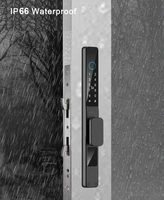 Cerradura de puerta inteligente con código de huella dactilar de lado estrecho WiFi, Control remoto, manija corta impermeable para marco Delgado, cerradura deslizante