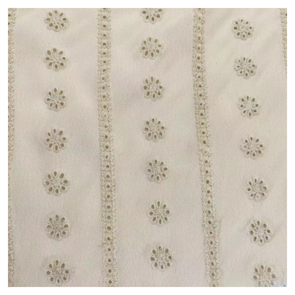 Wholesale China Factory Soft Woven Embroider Viscose Cotton Rayon Fabric Women Dress Floral Fabric