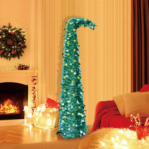 Albero di Natale Pieghevole Creativo con Collo Storto, Decorazione con <span class=keywords><strong>Glitter</strong></span> e Paillettes per Atmosfera Festiva - Product Image 5