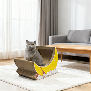 Tempat Garukan Kucing Klasik Besar Ramah Lingkungan dari Kertas Bergelombang Bentuk Bulan Sabit, Dua dalam Satu - Product Image 3