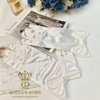 QUEENSGOWN Haute Qualité Perle Gants Satin Ivoire Court Mariée Perlée Perle Gants De Mariage