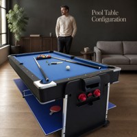 Table de jeu multisports 4-en-1 d'intérieur (billard, hockey sur air, tennis de table) avec poches en PVC pour enfants et adultes, idéale pour les fêtes de famille et les salles de jeux à domicile