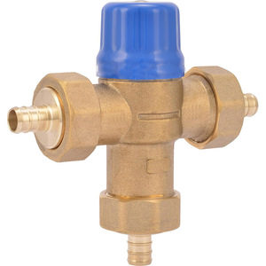 Robinet mélangeur thermostatique à sertir de 1/2 pouce avec raccords à barbelés et vannes de refoulement intégrées, raccord de plomberie en laiton sans plomb, <span class=keywords><strong>eau</strong></span> <span class=keywords><strong>potable</strong></span> - Product Image 1