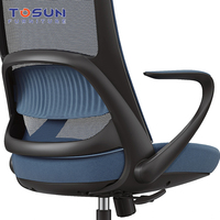 Chaise de bureau ergonomique moderne en tissu maillé avec support lombaire réglable, siège en mousse haute résilience et roulettes pour atelier