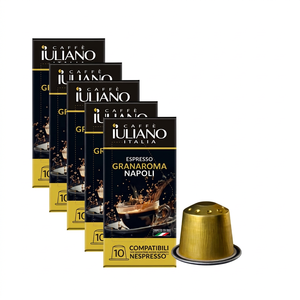 Caffè Iuliano Espresso Granaroma Napoli Caffè Macinato Arabica Caffeinato Tostatura Italiana per Cialde in Alluminio Compatibili 10 Confezioni - Product Image 1