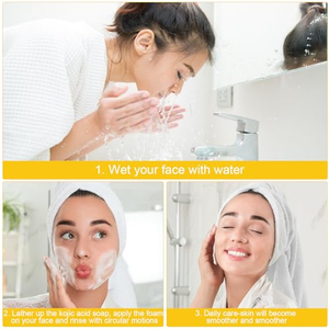 Savon naturel au curcuma et à l'acide kojique pour éclaircir la peau, éliminer les taches brunes, savon nettoyant pour le visage et le corps bio - Product Image 2