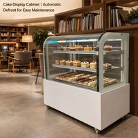 Vitrine Réfrigérée Commerciale Inox pour Pâtisseries et Gâteaux, avec Verre Courbé et Refroidissement par Air