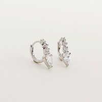 Boucles d'oreilles créoles en argent sterling S925 plaqué or 18 carats avec zircone cubique, style goutte d'eau, pour femme, bijoux de luxe légers