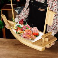 Grand plateau de présentation de sashimi en bois japonais non toxique avec glace sèche pour la présentation de poissons, plateau de sushi commercial
