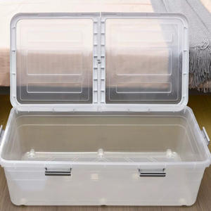 PP nhựa dưới GiườNg Lưu trữ container <span class=keywords><strong>underbed</strong></span> lưu trữ với bánh xe lớn dưới ngăn kéo giường cho quần áo chăn - Product Image 3