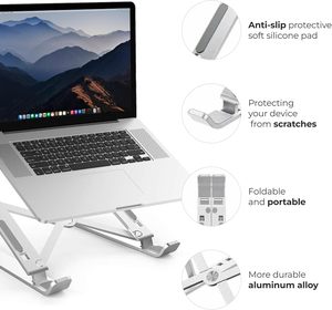 Soportes para Laptop Ajustables en 7 Niveles, Soporte para Laptop de Aluminio Ajustable, Soporte Elevador para Laptop para Escritorio, Compatible con Laptops de 9"-15.6" - Product Image 5