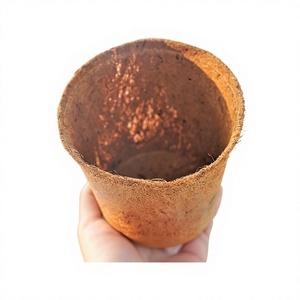 Pot de fleurs minimaliste en fibre de coco, biodégradable et écologique, avec trou de drainage pour plantes d'intérieur et verdure - Product Image 1