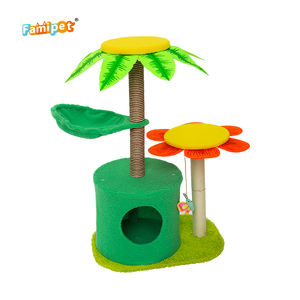 Famipet Custom grosir baru desain kecil kucing memanjat menara bunga kucing pohon dengan menggaruk Post - Product Image 4
