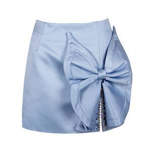 Minigonna da donna con spacco in raso con decorazione a fiocco <span class=keywords><strong>Micro</strong></span> blu cielo popolare - Product Image 4