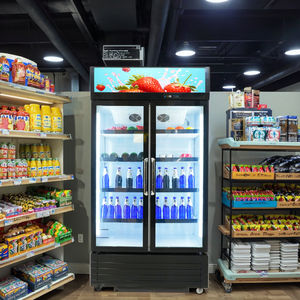 Réfrigérateur de supermarché commercial <span class=keywords><strong>multi</strong></span>-ponts refroidisseur de boissons en verre refroidisseur de boissons présentoir de boissons réfrigérateur - Product Image 1