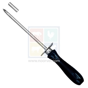 Cánula de Trocar Veterinaria de 14 cm x 5 mm con Mango de Plástico y Madera, Trocar y Cánula de Acero - Product Image 1