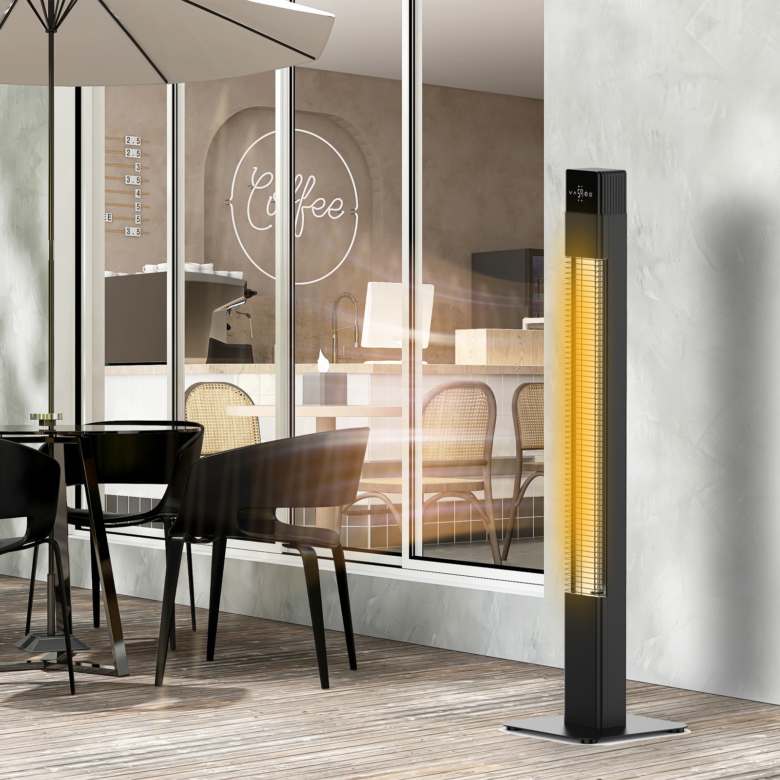 ANT Infrared Panel Heater 2000W Waterproof Smart Control Remote Controlled App-Controlled Freestanding Outdoor Garden Heater 2