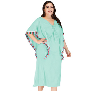 Commercio all'ingrosso della fabbrica Plus Size Sexy manica a farfalla estate Beachwear donna vestito bianco copricostume da <span class=keywords><strong>spiaggia</strong></span> - Product Image 3