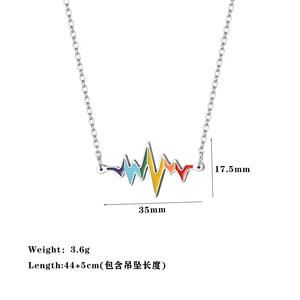 High-End tasarım renk koruyarak takı elektrokardiyogram kalp atışı duygu paslanmaz çelik renkli yağ damla ekg kolye - Product Image 5