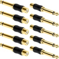 Kit d'adaptateurs RCA vers 1/4 pouce (6,35 mm) et 3,5 mm, convertisseurs plaqués or avec gaine en PVC, conception compacte pour projecteurs de voiture, home cinéma et musiciens
