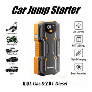 Démarreur portable 12V 6000-10000mAh, chargeur de batterie de voiture, booster d'urgence avec USB QC3.0 et lumière LED - Product Image 2