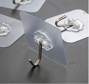 Crochets adhésifs muraux robustes pour suspendre des objets lourds, crochets muraux pour vêtements, crochets autocollants imperméables transparents - Product Image 1