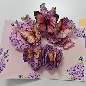 Ventes d'usine : Carte pop-up 3D avec motif d'hortensia et <span class=keywords><strong>de</strong></span> papillon, cartes <span class=keywords><strong>de</strong></span> <span class=keywords><strong>remerciement</strong></span> - Product Image 6
