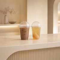 Juego de Vasos de PP de 90 mm con Tapa de Domo, 13.5, 17, 20, 24 oz, Grado Alimenticio, para Café, Jugos, Cafetería, OEM, ODM, Directo de Fábrica