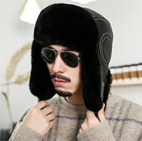 Chapeau aviateur en fourrure de lapin Rex d'hiver, bonnet en fourrure sélectionnée avec douceur pelucheuse, protection thermique des oreilles pour les aventures en plein air