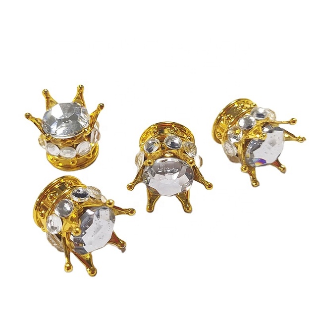 4PCS Premium Handmade Diamond Inner Tube Valve Cap Universal Crown Tire Valve Stem Caps with Rhinestones