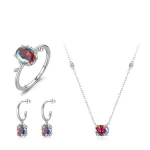 custom high quality women wedding modern jewelry set wholesale sterling silver ruby valentines day elegant 3pcs jewelry sets