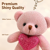 Porte-clés en peluche ours scintillant 6 couleurs, pendentif mignon en velours doux pour sac, breloque cœur pour sac, sac à main, clés de voiture, décoration