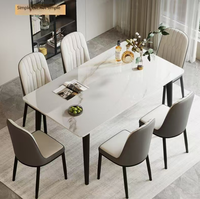 Ensemble de table à manger en pierre frittée, mobilier de salle à manger rectangulaire moderne avec chaises en PU, table à manger pour la maison et les restaurants, vente en gros